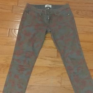 Paige Skyline Ankle Peg floral grey jeans EUC